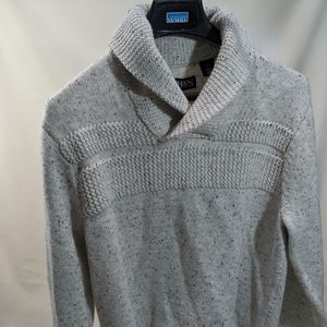 Chaps white sweater cowl shawl collar L clean rl